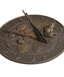 Happy Gardens Aluminum Frog Sundial, Oil Rub Bronze Accessories