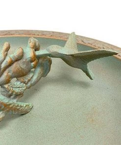 Happy Gardens Accessories Aluminum Hummingbird Sundial Bird Bath