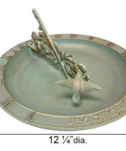Happy Gardens Accessories Aluminum Hummingbird Sundial Bird Bath