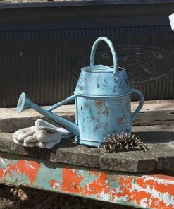 Happy Gardens Antique Blue Watering Can