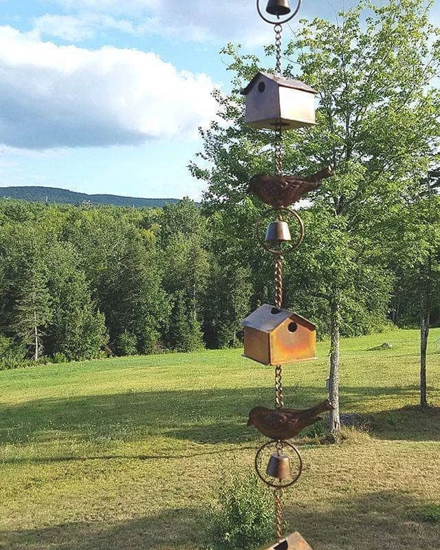 Happy Gardens Bird House And Birds Rain Chain 4 Happy Gardens Bird House And Birds Rain Chain