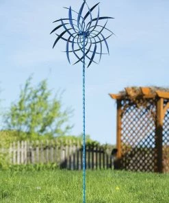 Happy Gardens Blue Pinwheel Wind Spinner 22"