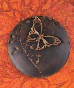 Happy Gardens Butterfly On Branch Raised Wall Decor Disc