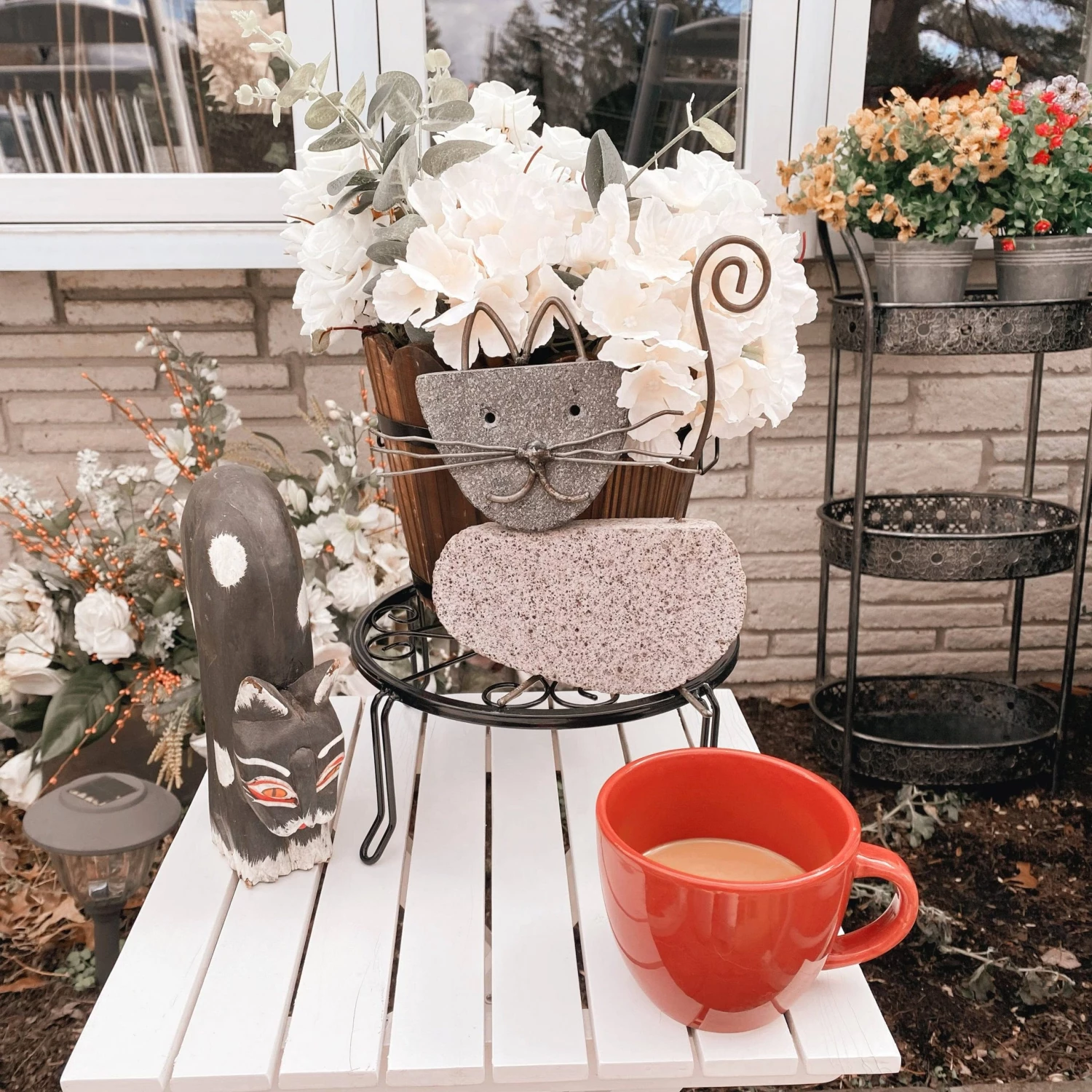 Happy Gardens Cat River Stone Garden Statue 6 Happy Gardens Cat River Stone Garden Statue