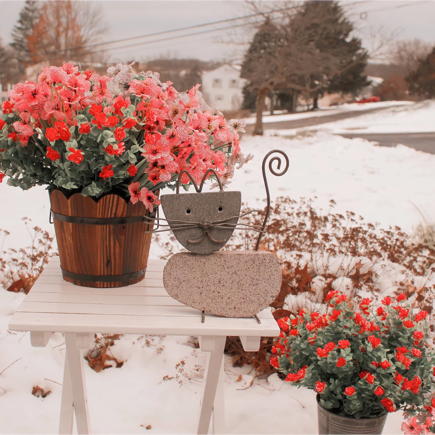 Happy Gardens Cat River Stone Garden Statue 7 Happy Gardens Cat River Stone Garden Statue