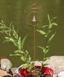 Happy Gardens Cat With Bell Garden Stake