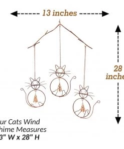 Happy Gardens Cats W/Bells Wind Chime Mobiles & Wind Chimes