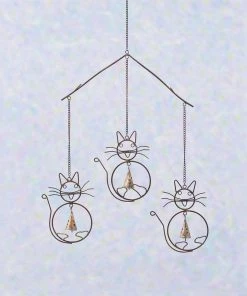 Happy Gardens Cats W/Bells Wind Chime Mobiles & Wind Chimes