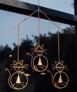 Happy Gardens Cats W/Bells Wind Chime Mobiles & Wind Chimes