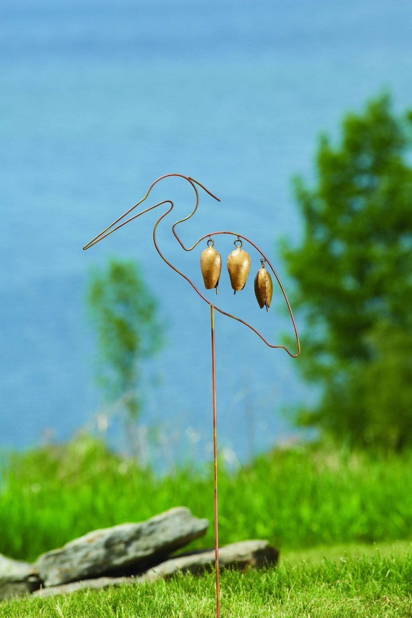 Happy Gardens Garden Stakes & Rain Gauges Crane With Bells Garden Stake 3 Happy Gardens Garden Stakes & Rain Gauges Crane With Bells Garden Stake