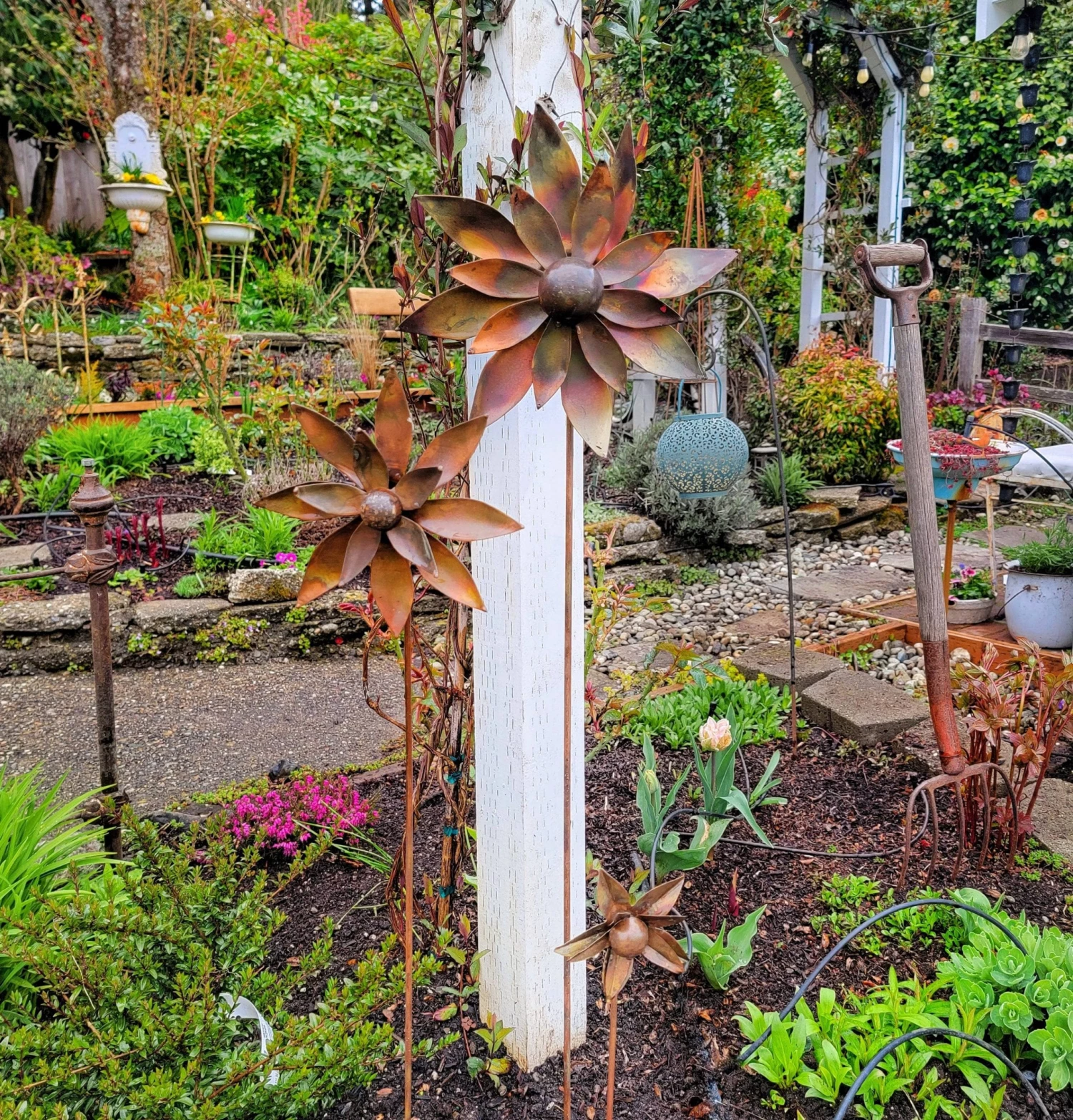 Happy Gardens Dahlia Flower Wind Spinner 12" 7 Happy Gardens Dahlia Flower Wind Spinner 12"