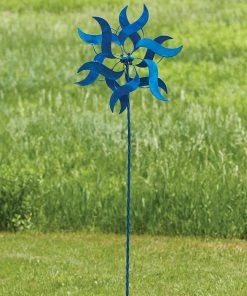 Happy Gardens Double Angel Wings Blue Wind Spinner Wind Spinners