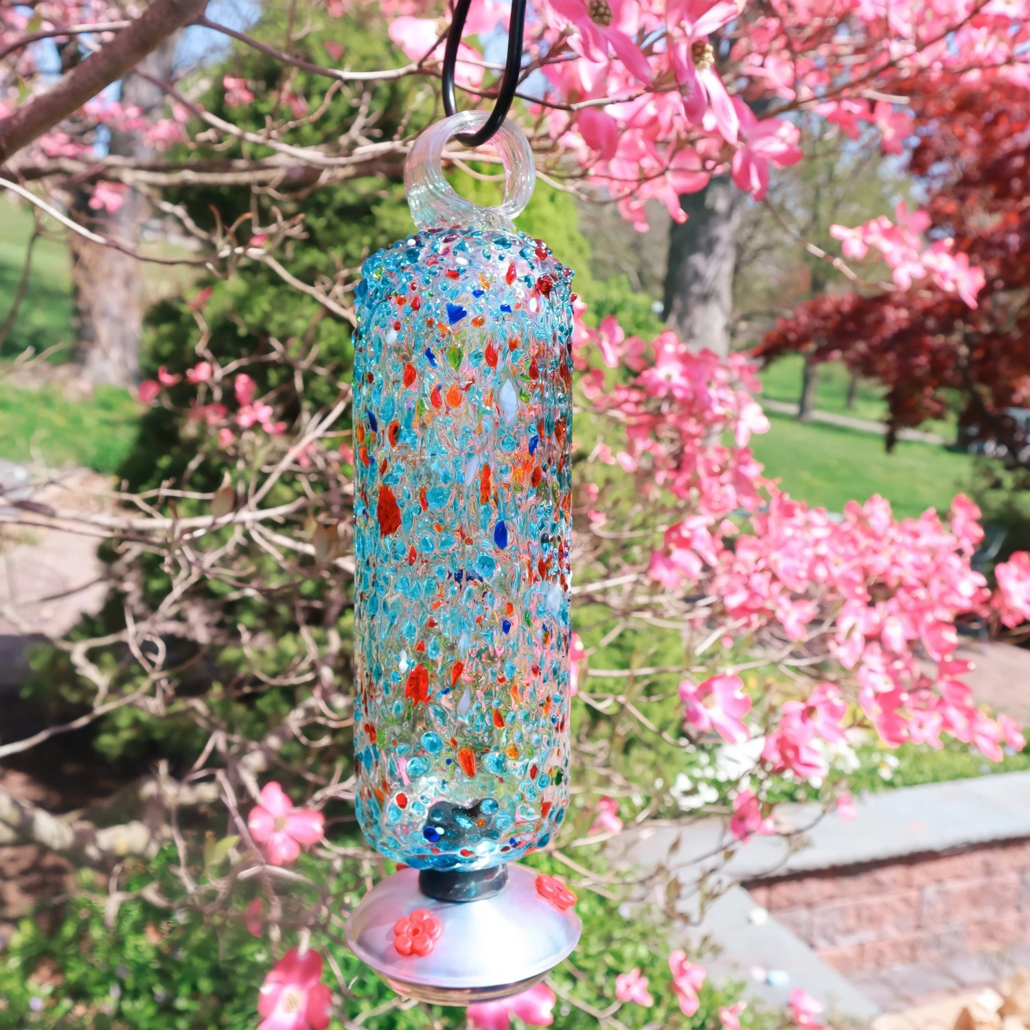 Happy Gardens Filigree Hummingbird Feeder, Sprinkles, 20 Oz. 4 Happy Gardens Filigree Hummingbird Feeder, Sprinkles, 20 Oz.