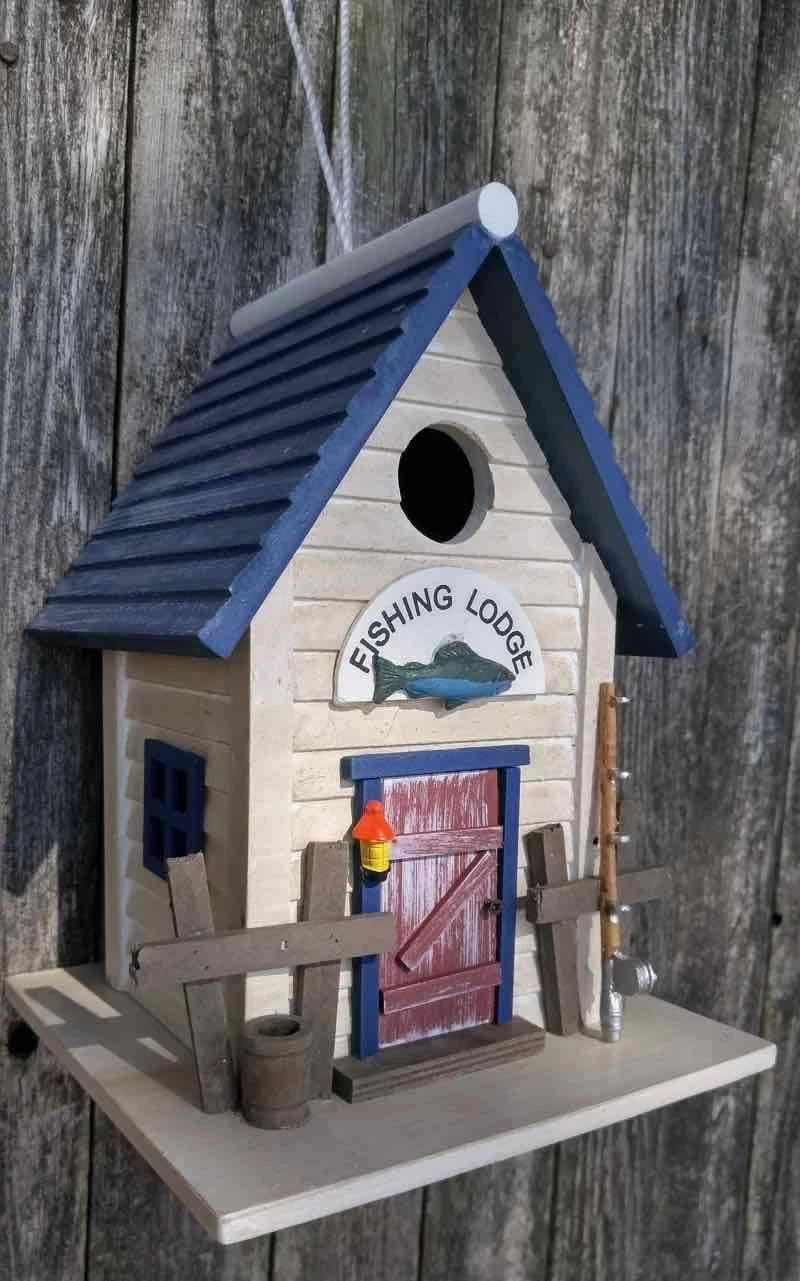 Happy Gardens Fishing Lodge Bird House 4 Happy Gardens Fishing Lodge Bird House