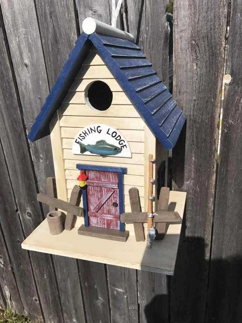 Happy Gardens Fishing Lodge Bird House 5 Happy Gardens Fishing Lodge Bird House
