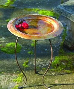 Happy Gardens Golden Copper Round Bird Bath Birdhouses/Baths