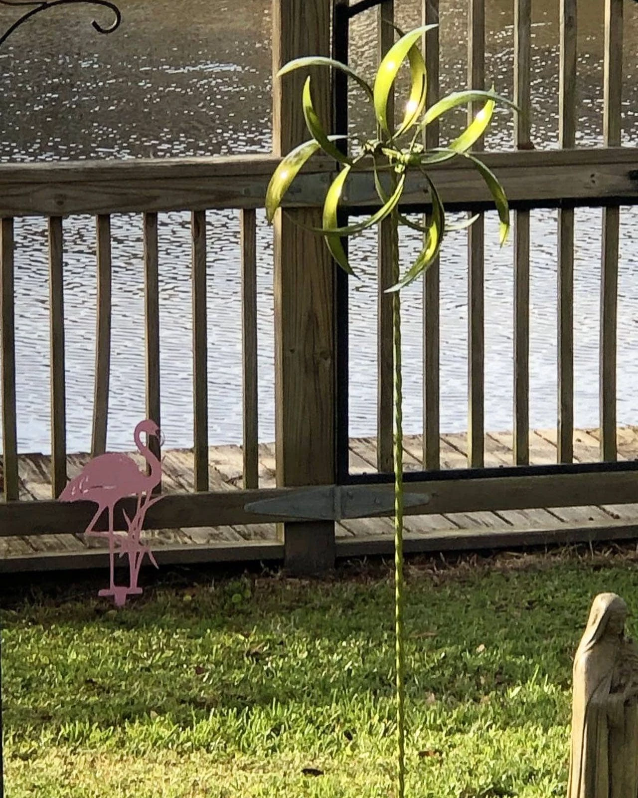 Happy Gardens Green Feather Wind Spinner, 22" Wind Spinners 4 Happy Gardens Green Feather Wind Spinner, 22" Wind Spinners