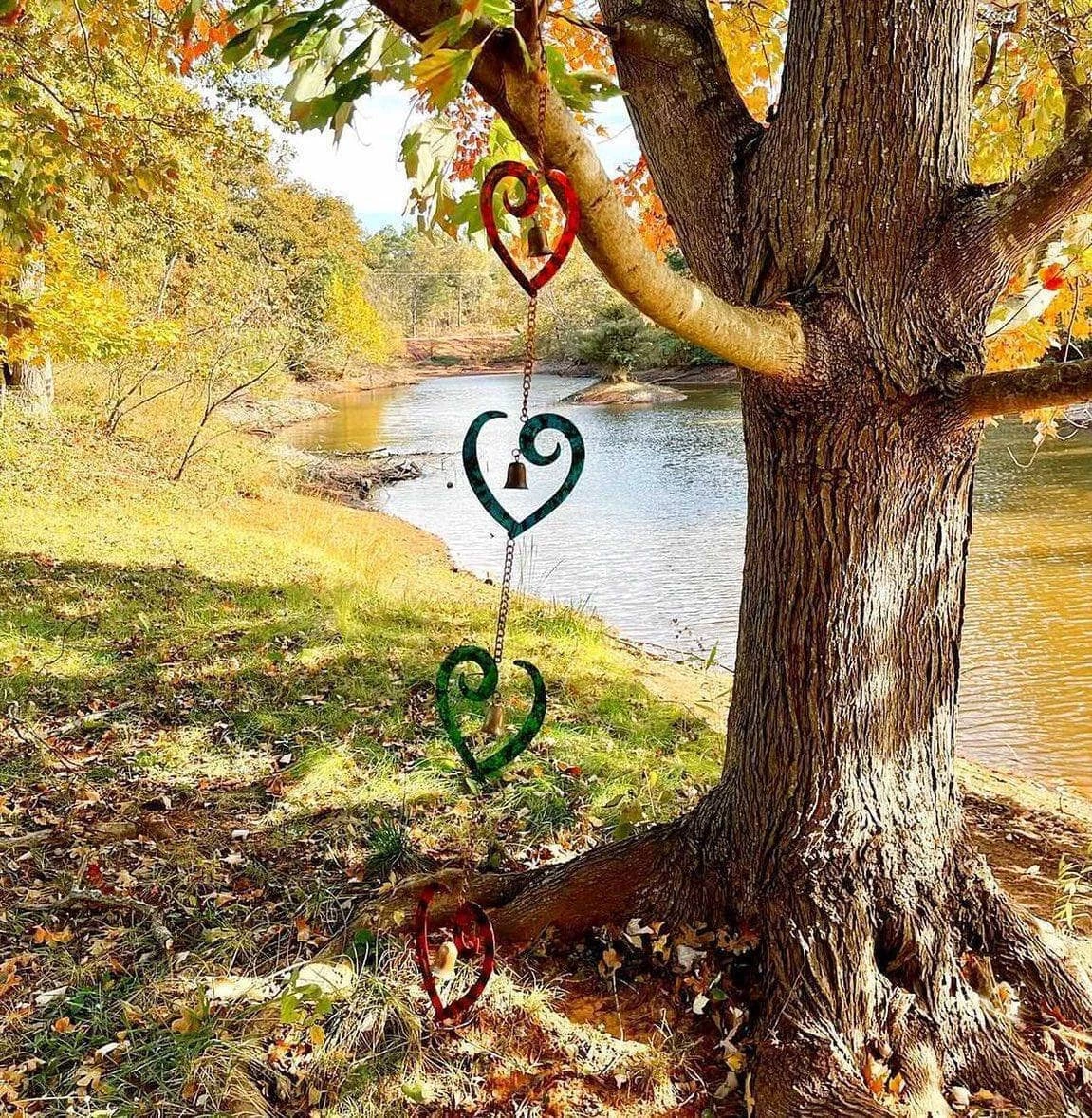 Happy Gardens Hanging Multicolor Scroll Heart Ornament 4 Happy Gardens Hanging Multicolor Scroll Heart Ornament
