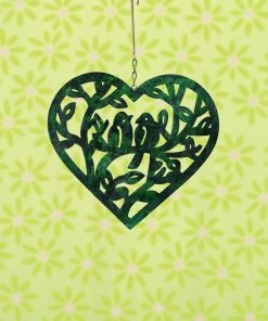 Happy Gardens Hanging Open Heart With Birds Ornament Emerald Ornaments