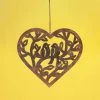 Happy Gardens Hanging Open Heart With Birds Ornament Natural Finish