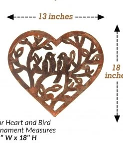 Happy Gardens Hanging Open Heart With Birds Ornament Natural Finish
