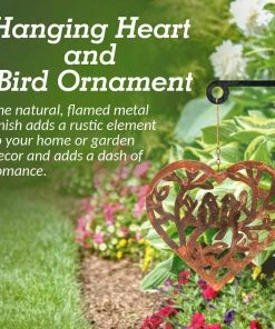 Happy Gardens Hanging Open Heart With Birds Ornament Natural Finish