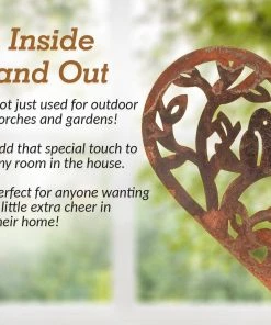 Happy Gardens Hanging Open Heart With Birds Ornament Natural Finish
