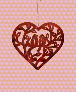 Happy Gardens Hanging Open Heart With Birds Ornament Ruby Ornaments