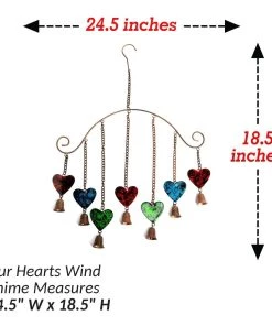 Happy Gardens Hearts Multicolor Wind Chime Mobiles & Wind Chimes