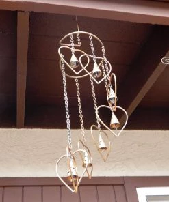 Happy Gardens Mobiles & Wind Chimes Hearts With Bells Hanging Mobile
