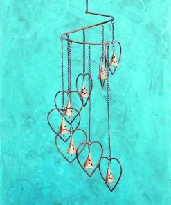 Happy Gardens Mobiles & Wind Chimes Hearts With Bells Hanging Mobile