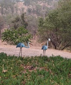 Happy Gardens Statues Heron Pair; 1 Standing And 1 Bowing