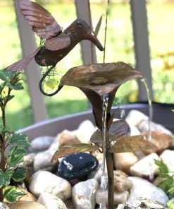 Happy Gardens Birdhouses/Baths Hummingbird Solid Copper Dripper Fountain
