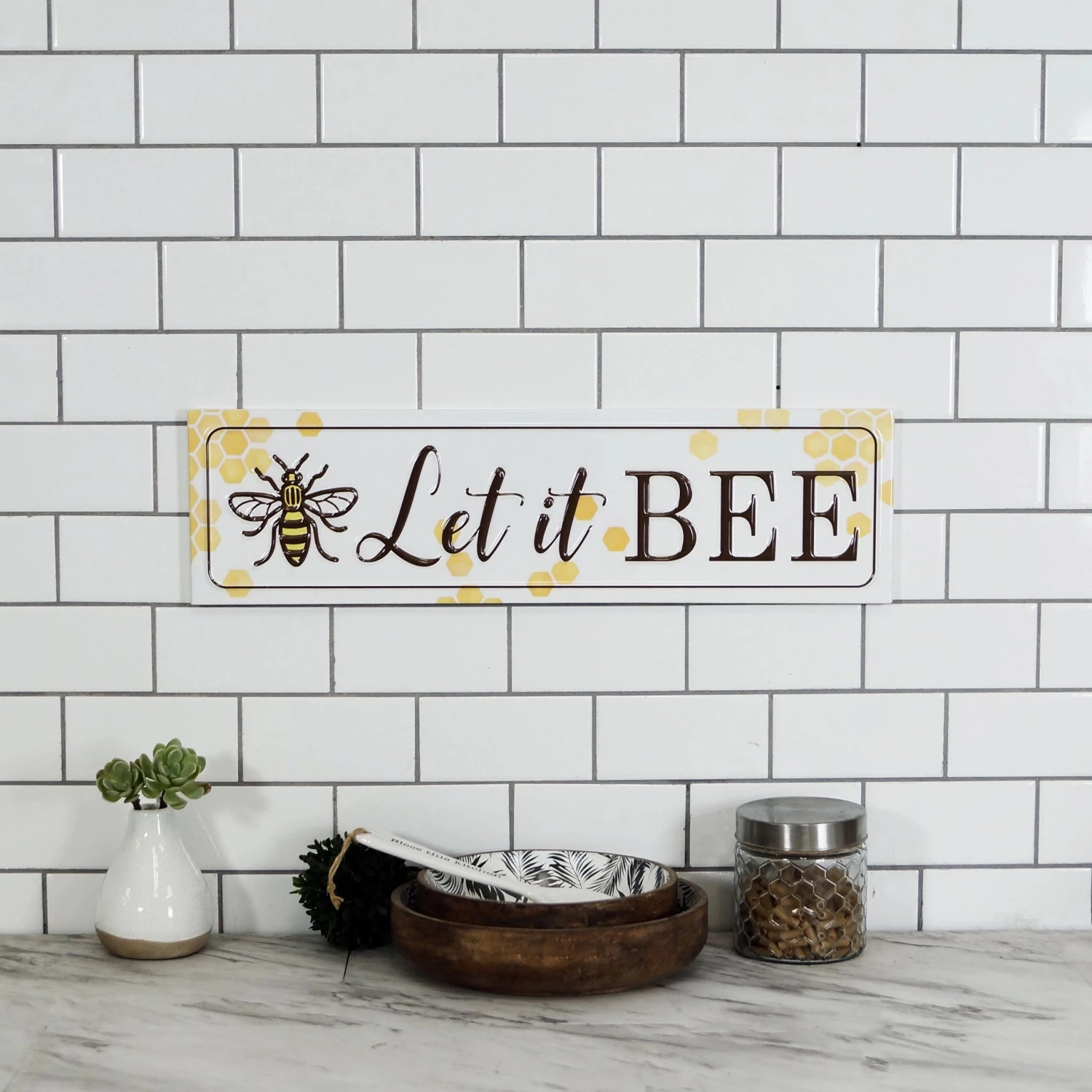 Happy Gardens Let It Bee Embossed Metal Sign Garden Signs 6 Happy Gardens Let It Bee Embossed Metal Sign Garden Signs