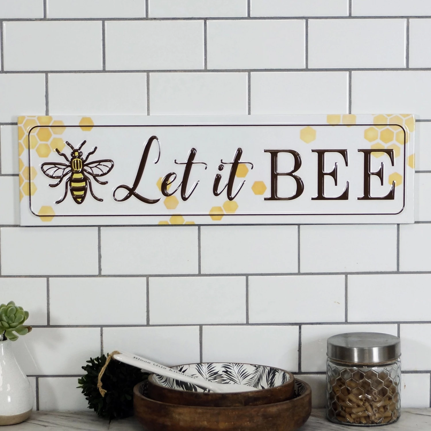 Happy Gardens Let It Bee Embossed Metal Sign Garden Signs 3 Happy Gardens Let It Bee Embossed Metal Sign Garden Signs