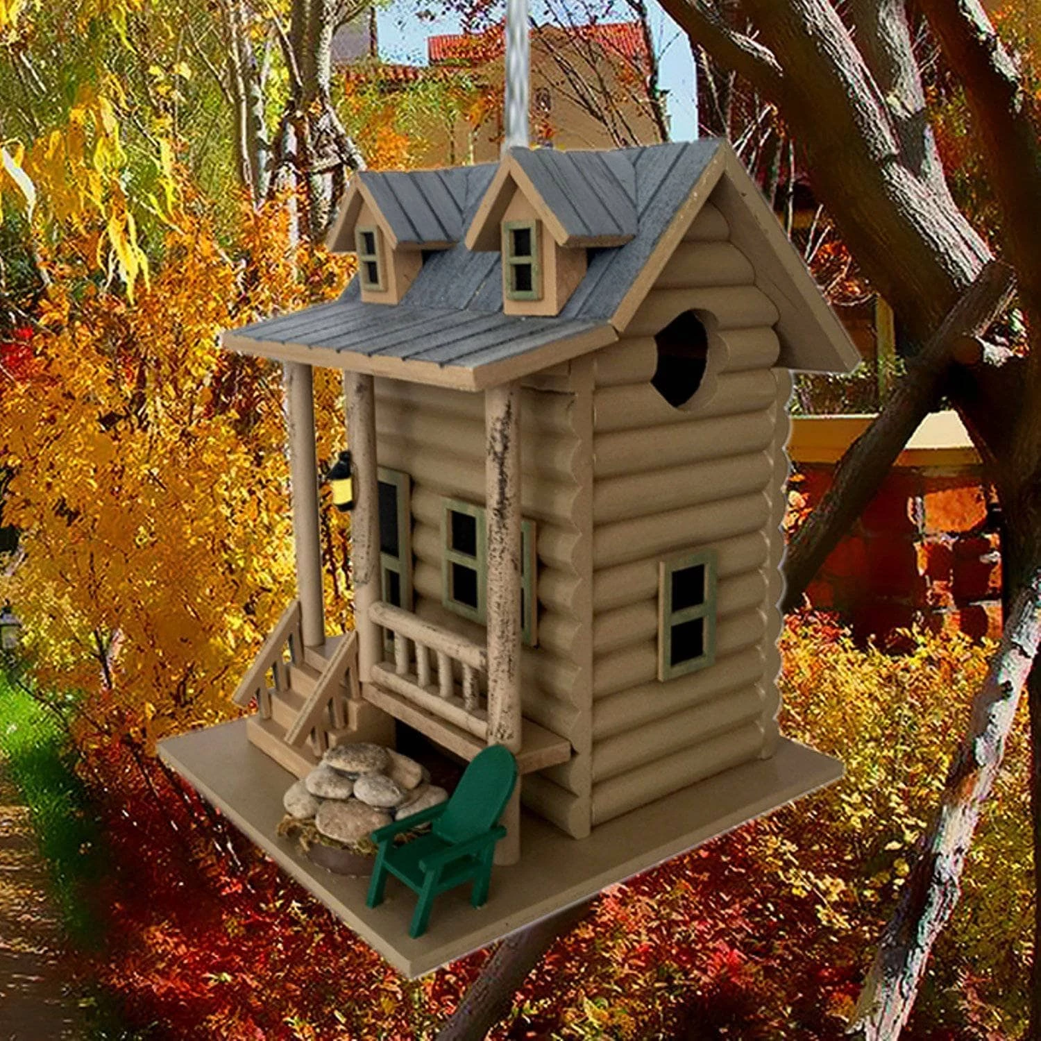 Happy Gardens Log Cabin Bird House Birdhouses/Baths 4 Happy Gardens Log Cabin Bird House Birdhouses/Baths