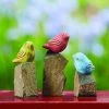 Happy Gardens Mini Birds On Rocks Stone Statues