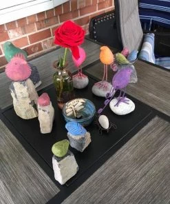 Happy Gardens Mini Birds On Rocks Stone Statues