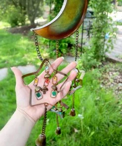 Happy Gardens Mobiles & Wind Chimes Moon And Stars W/Dangles Wind Chime