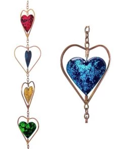 Happy Gardens Rain Chains Multicolor Heart Rain Chain