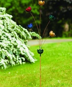 Happy Gardens Multicolor Lily Cup Chimes Garden Stake