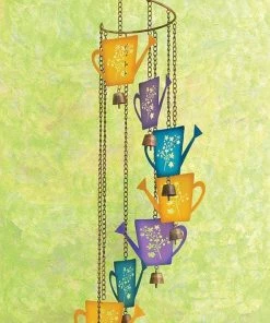 Happy Gardens Multicolor Watering Cans Spiral Mobile Mobiles & Wind Chimes