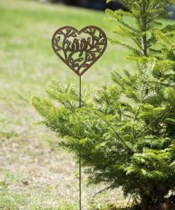 Happy Gardens Open Heart With Birds Garden Stake Natural Finish Garden Stakes & Rain Gauges