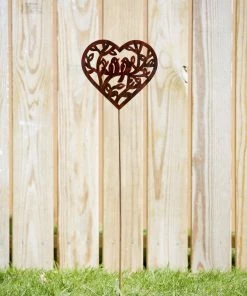 Happy Gardens Garden Stakes & Rain Gauges Open Heart With Birds Ruby Garden Stake
