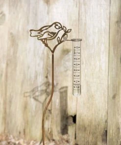 Happy Gardens Garden Stakes & Rain Gauges Openwork With Leaf Bird Rain Gauge