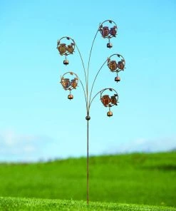 Happy Gardens Owls With Bells Garden Stake