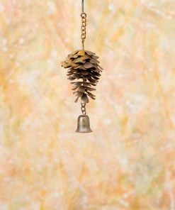 Happy Gardens Pine Cone With Bell Ornament Ornaments