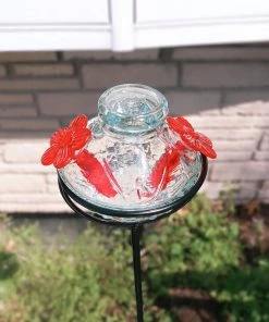 Happy Gardens Pot De Creme Staked Hummingbird Feeder, Clear, 8 Oz.