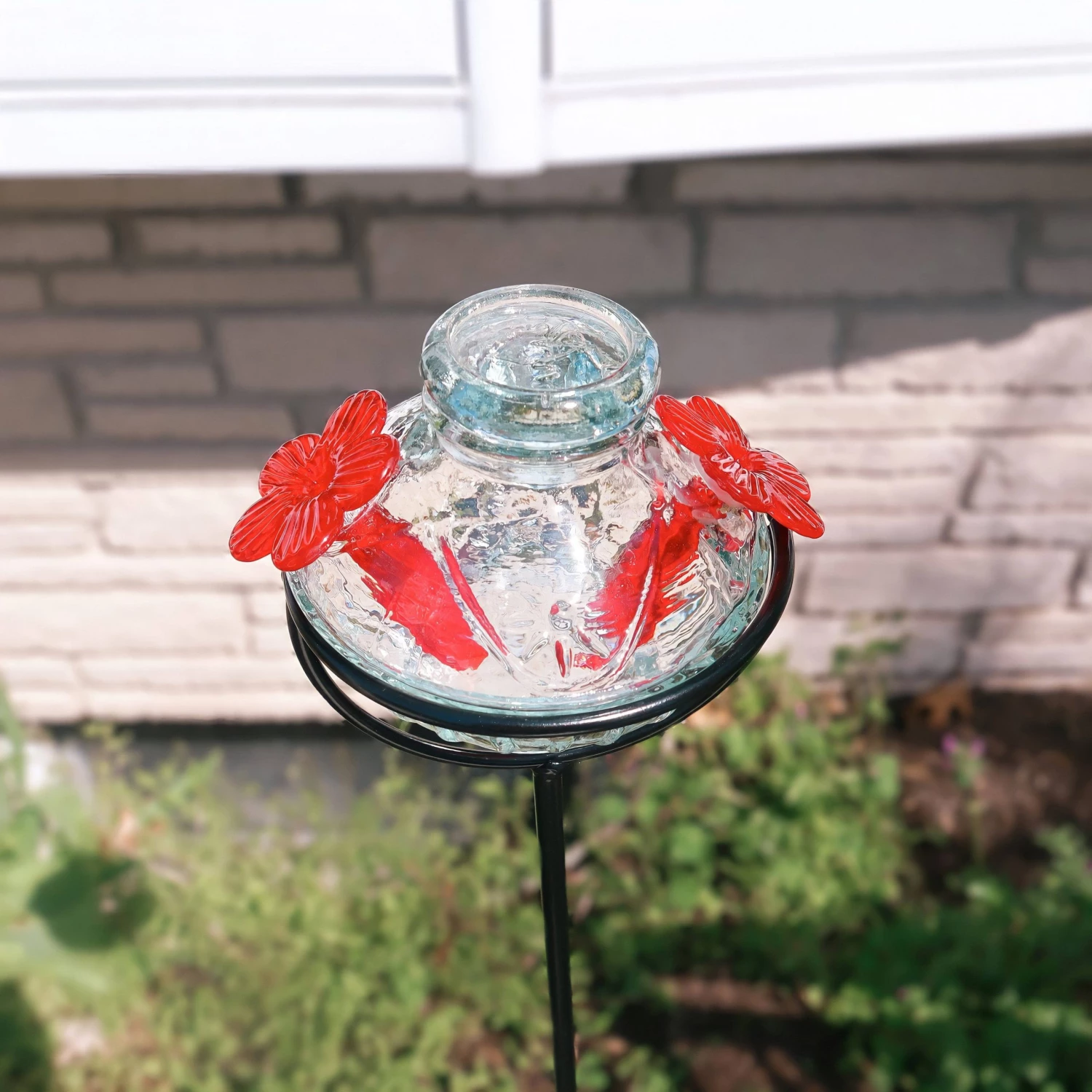 Happy Gardens Pot De Creme Staked Hummingbird Feeder, Clear, 8 Oz. 4 Happy Gardens Pot De Creme Staked Hummingbird Feeder, Clear, 8 Oz.