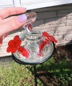 Happy Gardens Pot De Creme Staked Hummingbird Feeder, Clear, 8 Oz. 12 Happy Gardens Pot De Creme Staked Hummingbird Feeder, Clear, 8 Oz.